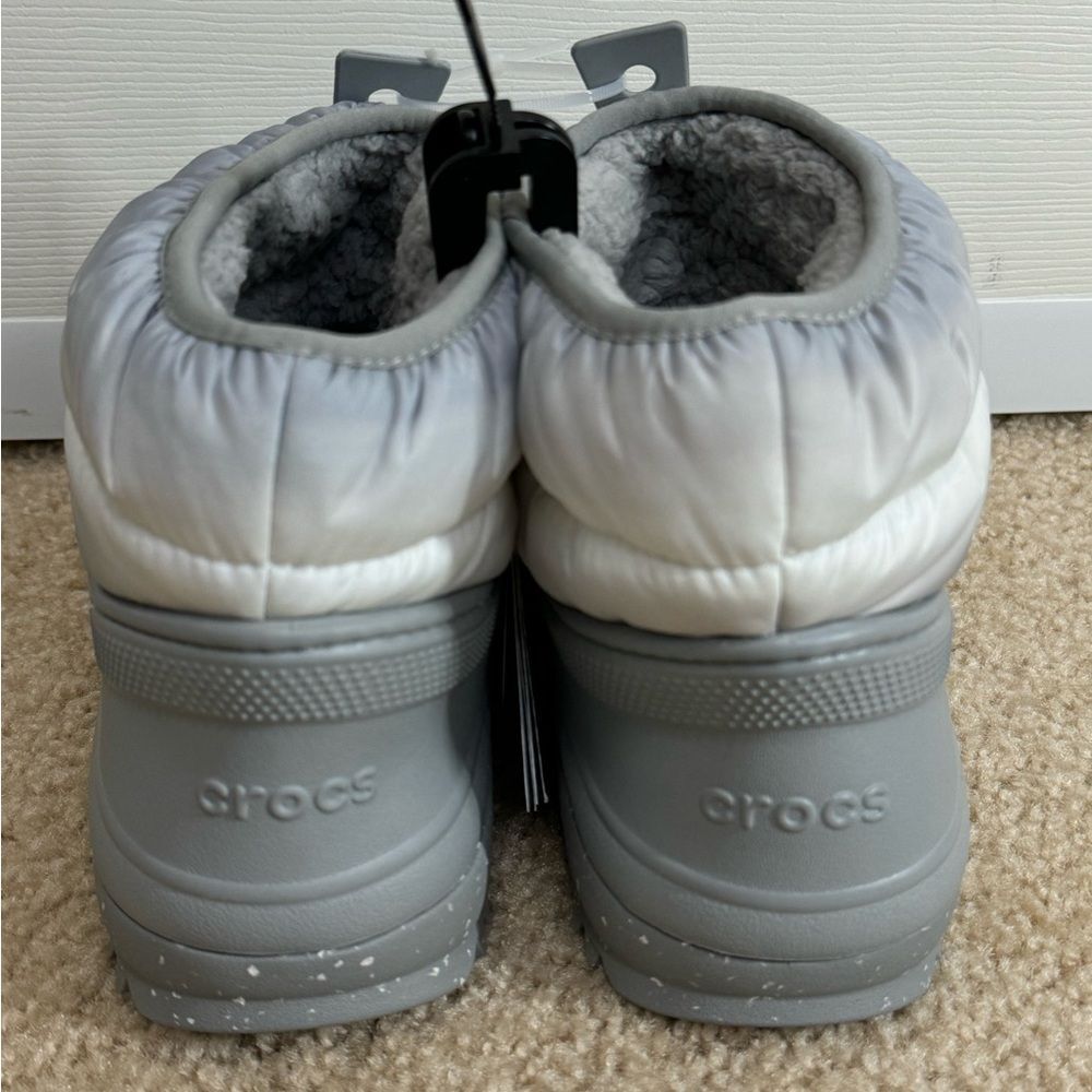 NWT Crocs Womens Classic Neo Puff Shorty Gorpcore Snow Boots Grey White - Picture 6 of 13